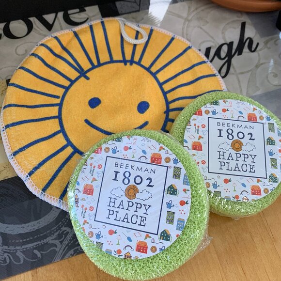 BEEKMAN 1802 Sponge & Washcloth Happy Place Set - Picture 1 of 11